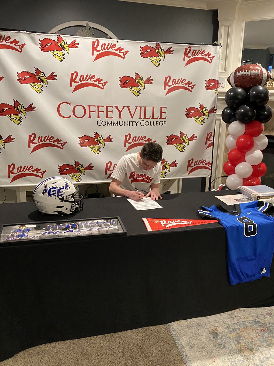 Congratulations <a href="/CaydenElder08/">Cayden</a> on signing with <a href="/Red_Raven_FB/">Coffeyville Football</a> today! #BlazerFamily