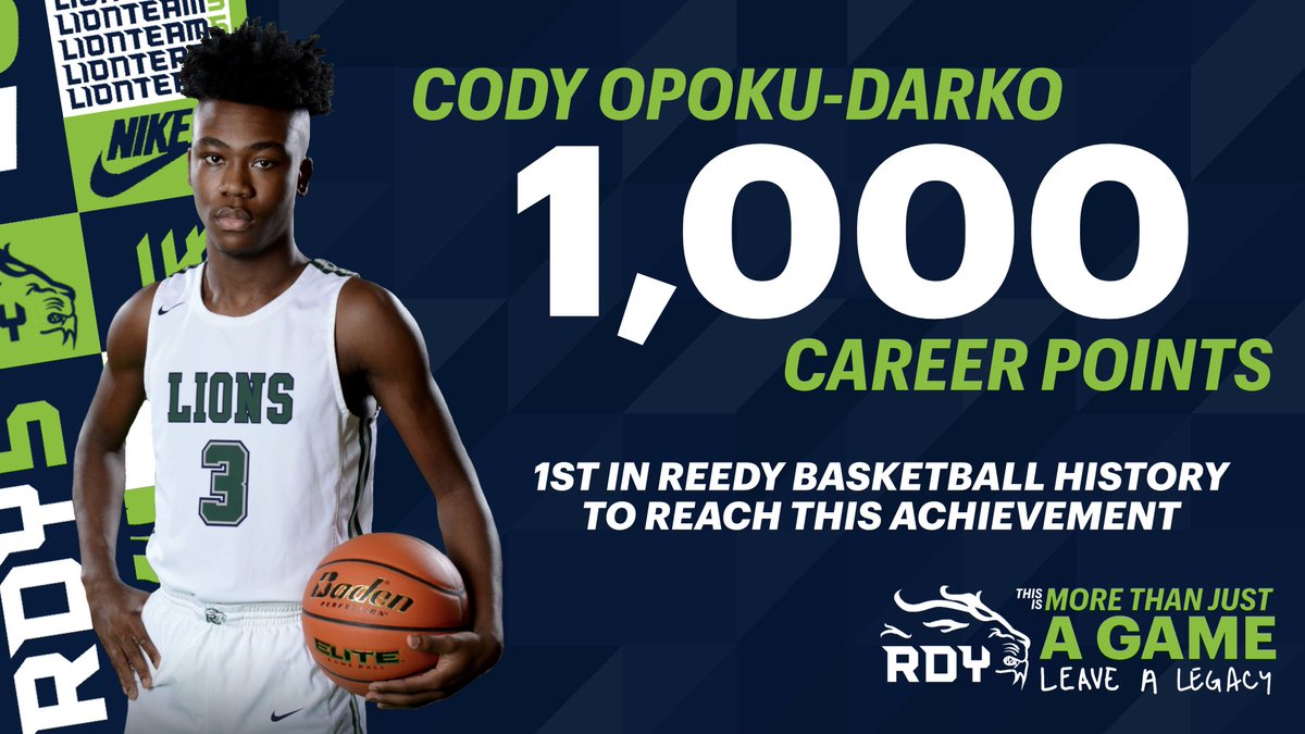 reedybasketball's tweet photo. 1️⃣0️⃣0️⃣0️⃣ POINTS!!!

Congrats to @OpokuCody, the first player in Reedy Basketball history to reach this milestone.

#LEAVEALEAGACY https://t.co/wFWI67RPNS