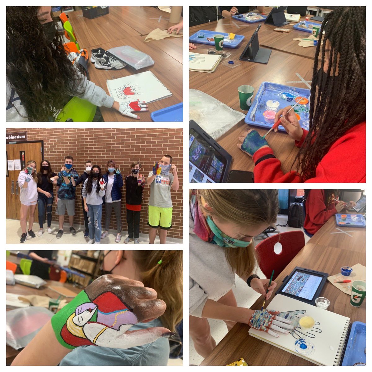 KariDollar's tweet photo. 3D Art Studying famous artists- painted our hands with replicas of their artwork 🎨😍 @CMSNorth #villagenorth https://t.co/qino1W06iu