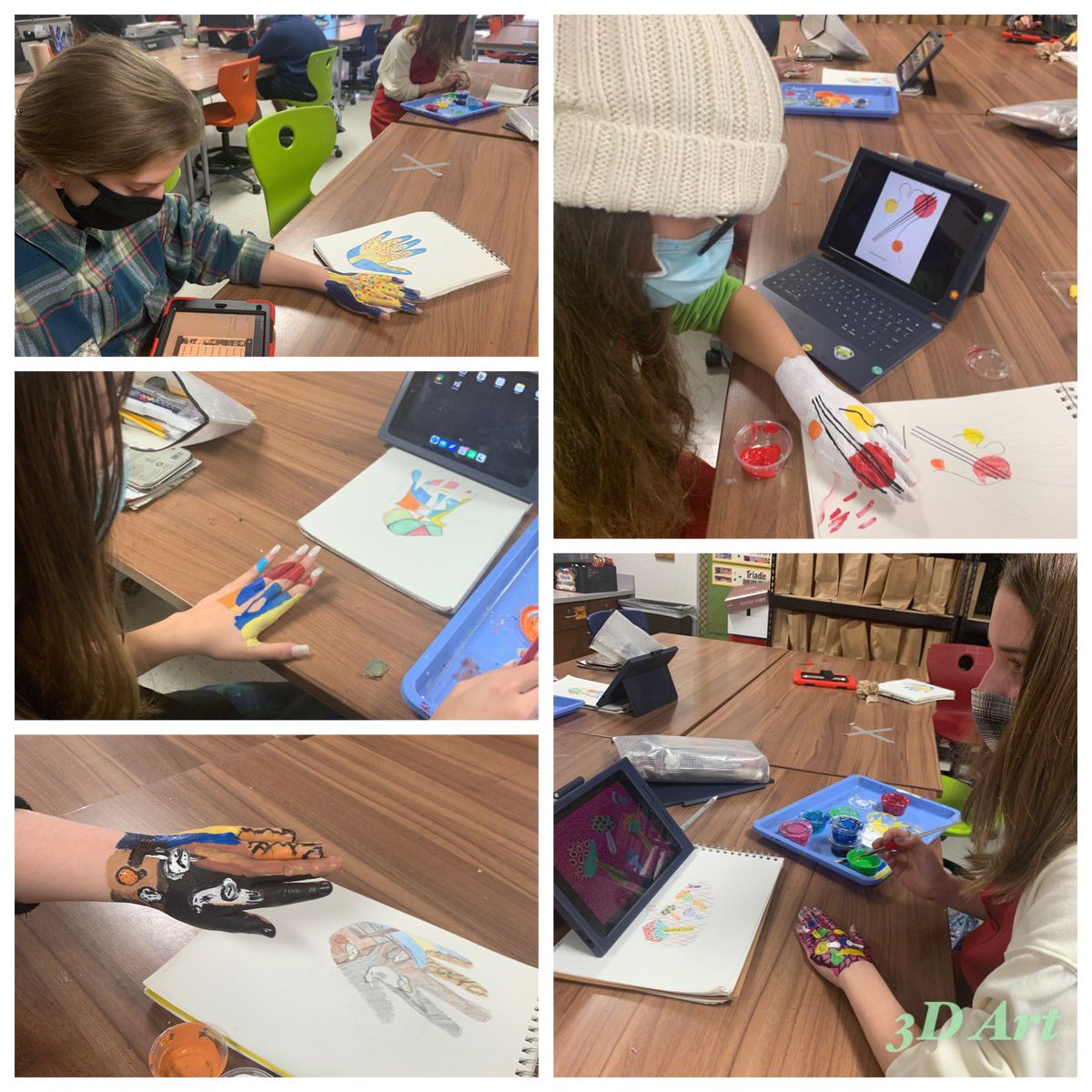 KariDollar's tweet photo. 3D Art Studying famous artists- painted our hands with replicas of their artwork 🎨😍 @CMSNorth #villagenorth https://t.co/qino1W06iu
