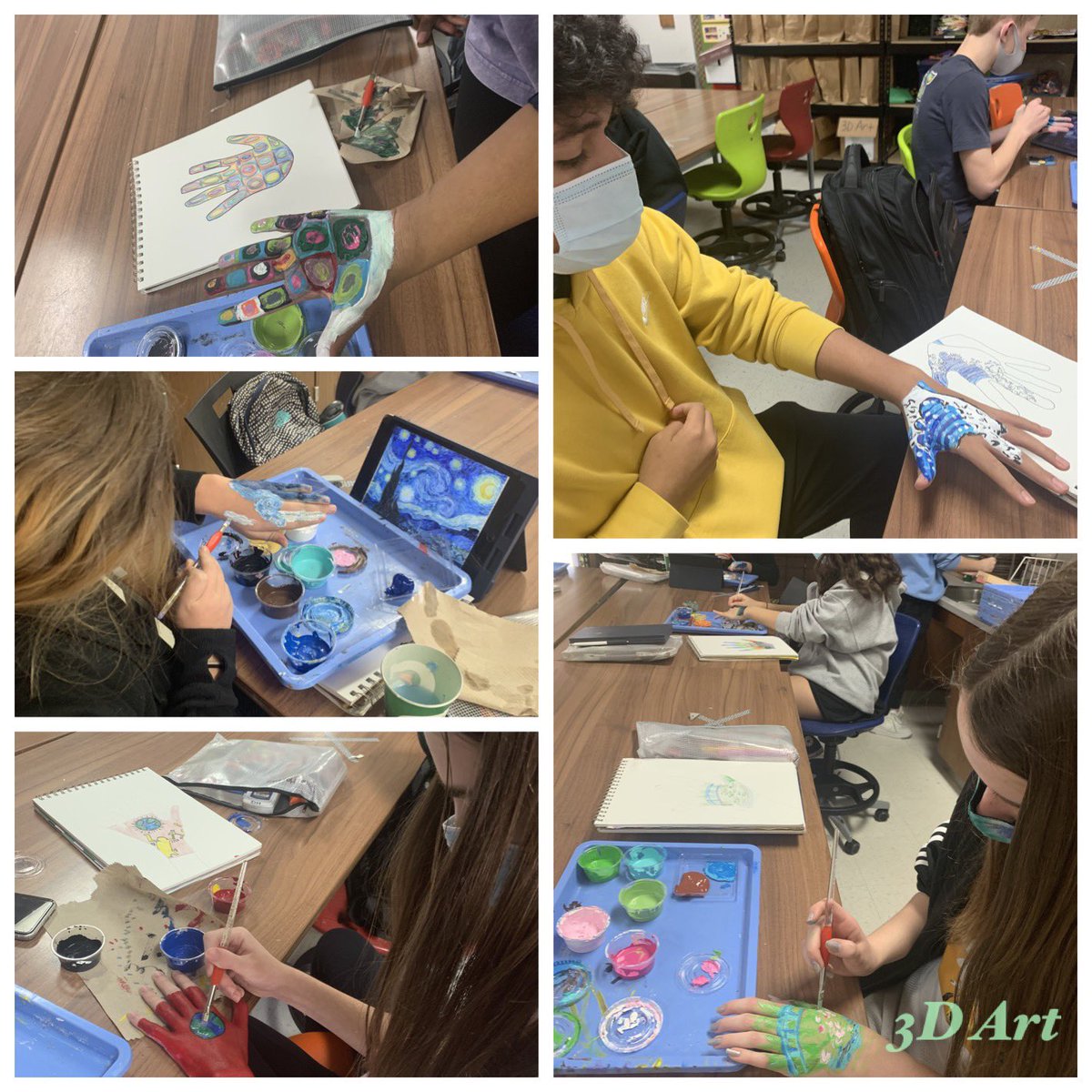 KariDollar's tweet photo. 3D Art Studying famous artists- painted our hands with replicas of their artwork 🎨😍 @CMSNorth #villagenorth https://t.co/qino1W06iu