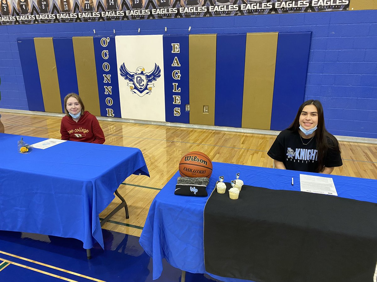 ocgbball's tweet photo. So happy for our girls @elleloveshoops and @like_patience for their signing today. Both colleges got two high quality athletes and scholars. #weareoc @CoeCollegeWBB @wpuknights https://t.co/CeBrYIN14B