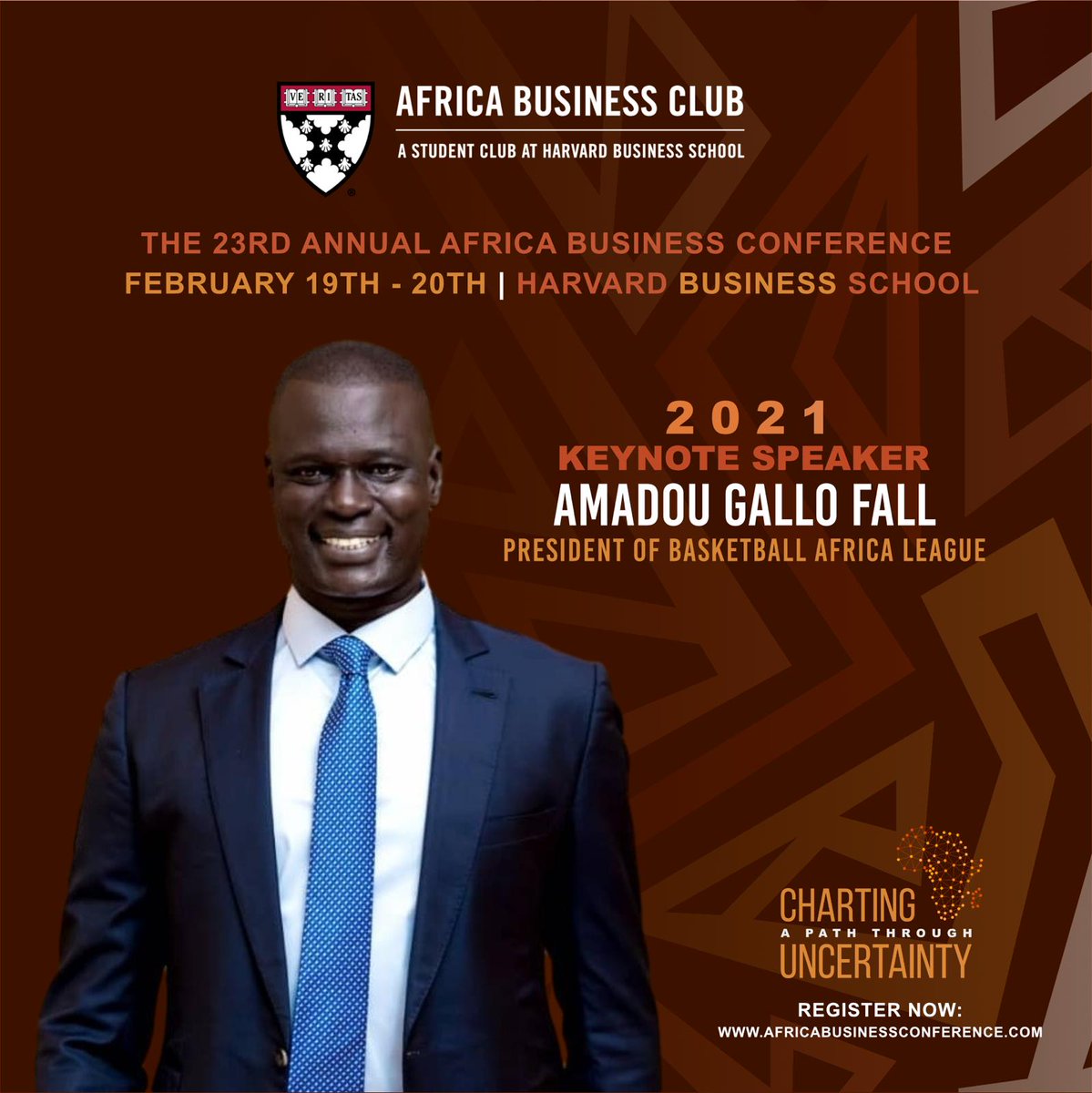HBSABC's tweet photo. We are excited to have Amadou Gallo Fall, President of Basketball Africa League as a keynote speaker for the 2021 Africa Business Conference #hbsabc #hbsabc2021 #chartingapath https://t.co/po9TrBGrUa