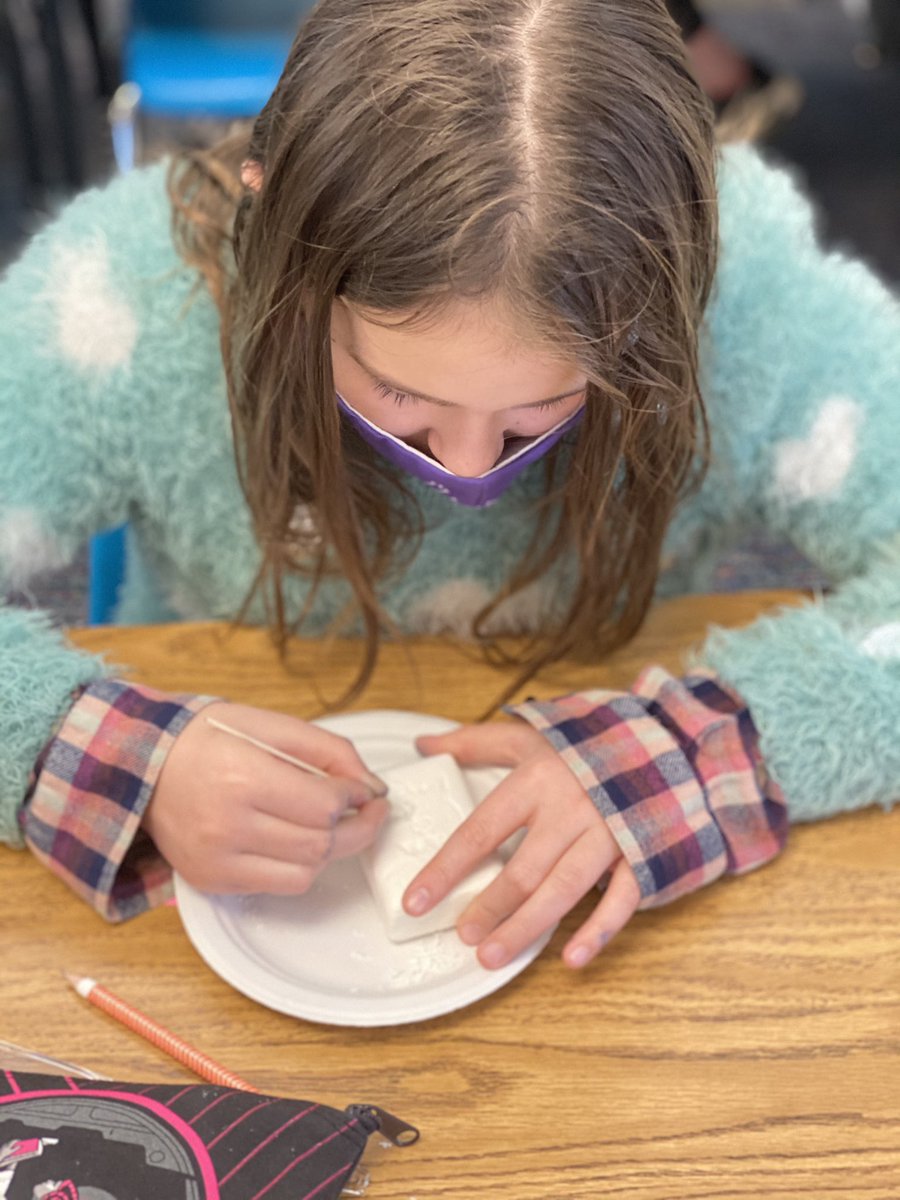 Channeling our inner Michelangelo today with soap carvings inspired by the novel “From the Mixed-Up Files of Mrs. Basil E, Frankweiler.”