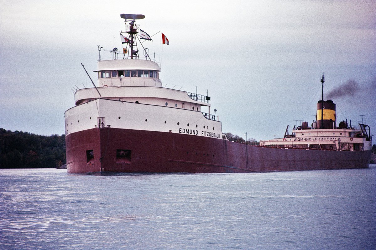 The actual event that inspired the song held my attention for longer I have to admit. The SS Edmund Fitzgerald was a laker (yes, like the basketball team!) that carried taconite, a source or iron, from Minnesota to Detroit and points east, via Lakes Superior, Huron, and Erie.