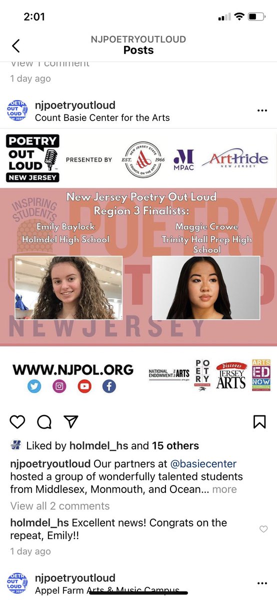 MsZezza's tweet photo. And for the second year in a row, Emily places at the Regional #PoetryOutLoud competition! This girl is on fire 🔥 @njpoetryoutloud #HomeDelProud #LetsGo #MakeGoodDecisions @HolmdelHumanit1 @HHSHornetReport https://t.co/p4RPBMnV8R