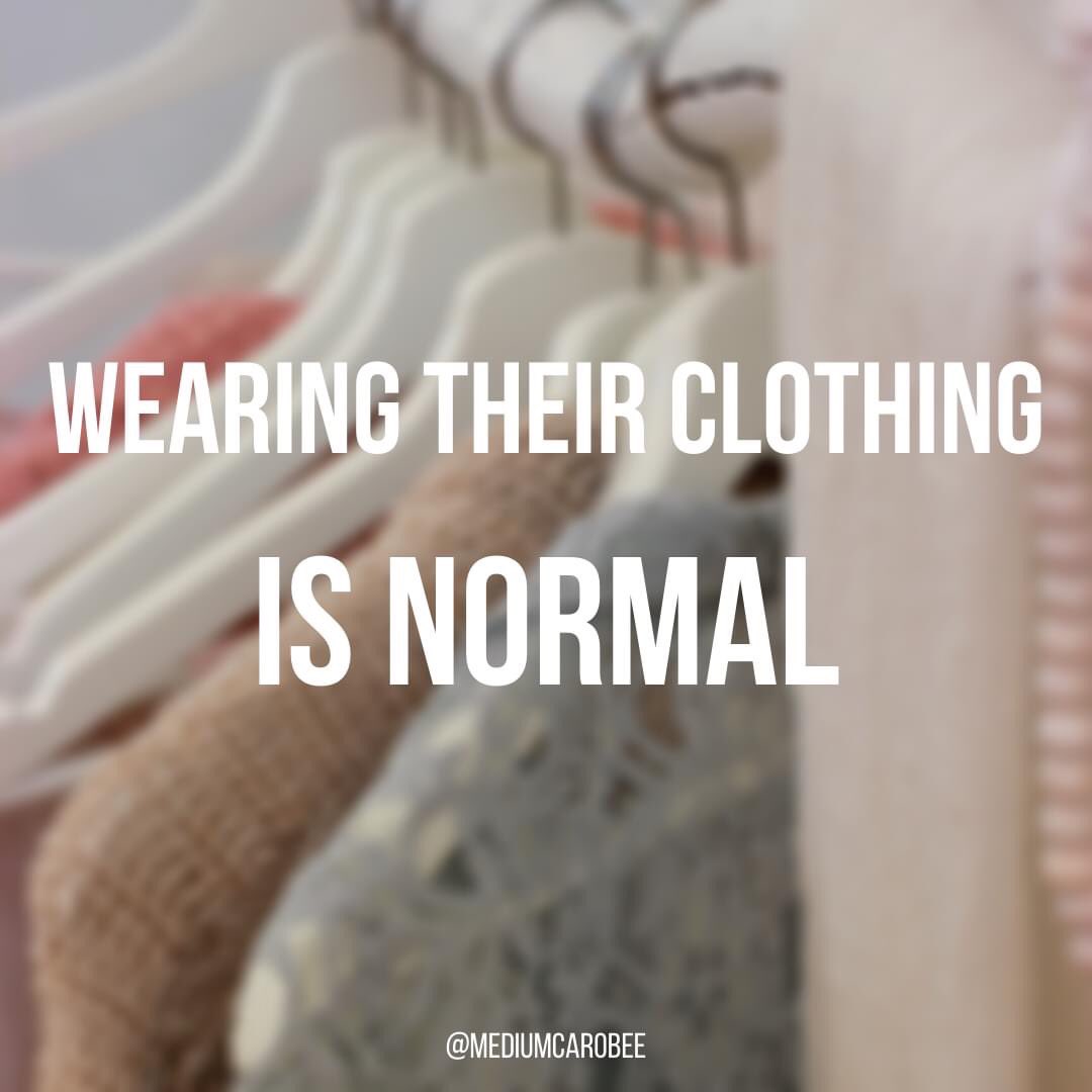 MediumCaroBee's tweet photo. Wearing their clothes, jewelry or keeping something of theirs in your pocket or your purse is completely normal in grief. #mediumshipreadings #mediumcarobee https://t.co/Nvhvwthx6n