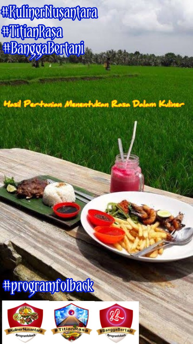 🍄OPEN PROMOTE TANDEM🍄
#KulinerNusantara
#BanggaBertani
#TitianRasa

Hasil Pertanian Menentukan Rasa Dalam Kuliner

Follow dulu 🔽
<a href="/Eyang__Semar/">ꦕꦃꦪꦺꦴ</a>

cc 🔽
<a href="/TheArieAir/">Arie Dirgantara</a>
<a href="/ayah9_garislucu/">sudahtidakluculagi</a> 
<a href="/guna2_aji/">allguna</a> 
<a href="/Evie19101/">Evie1910</a> 
<a href="/Eyang__Semar/">ꦕꦃꦪꦺꦴ</a> 

🔄❤Replay 🔽
Satu Rasa Dalam
#programfolback