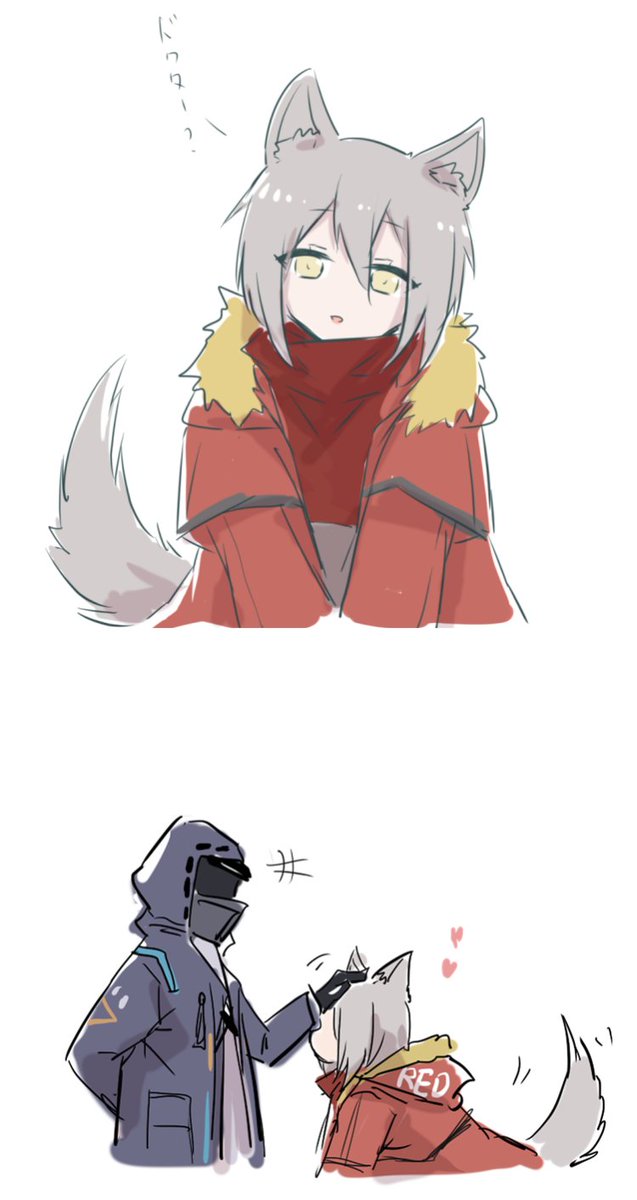 headpat tail 1girl animal ears wolf ears tail wagging closed eyes  illustration images