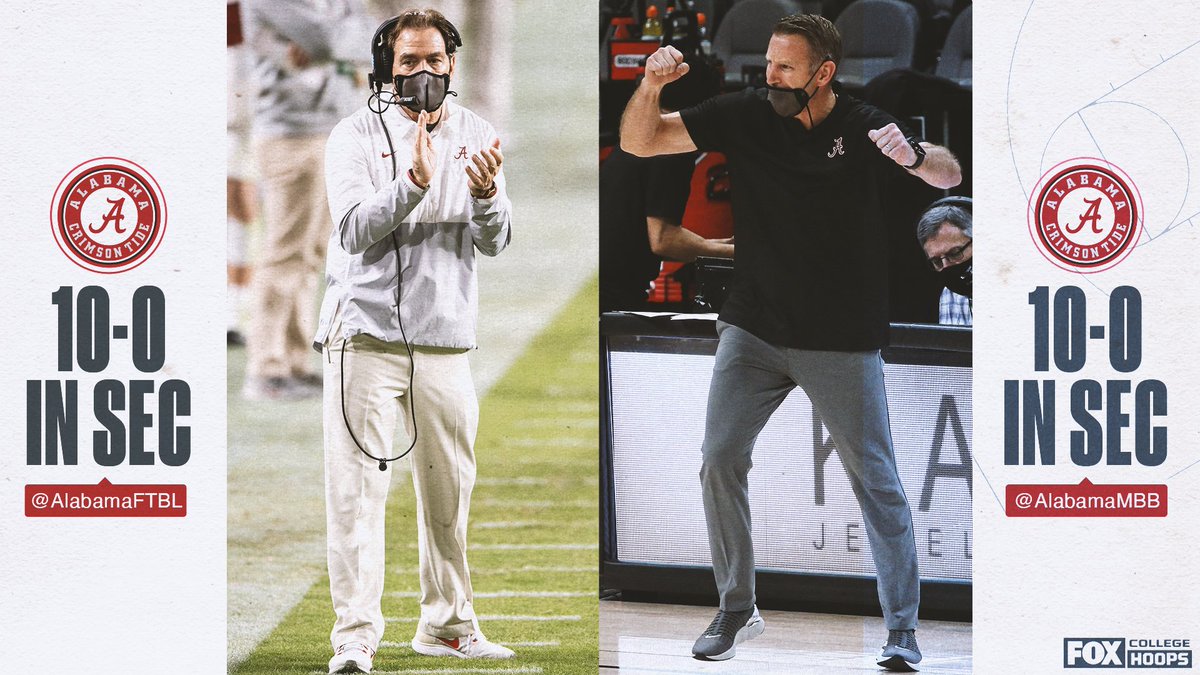 🐘 <a href="/AlabamaFTBL/">Alabama Football</a>           <a href="/AlabamaMBB/">Alabama Men’s Basketball</a> 

                                    🤝

                  Going 10-0 in the <a href="/SEC/">Southeastern Conference</a>