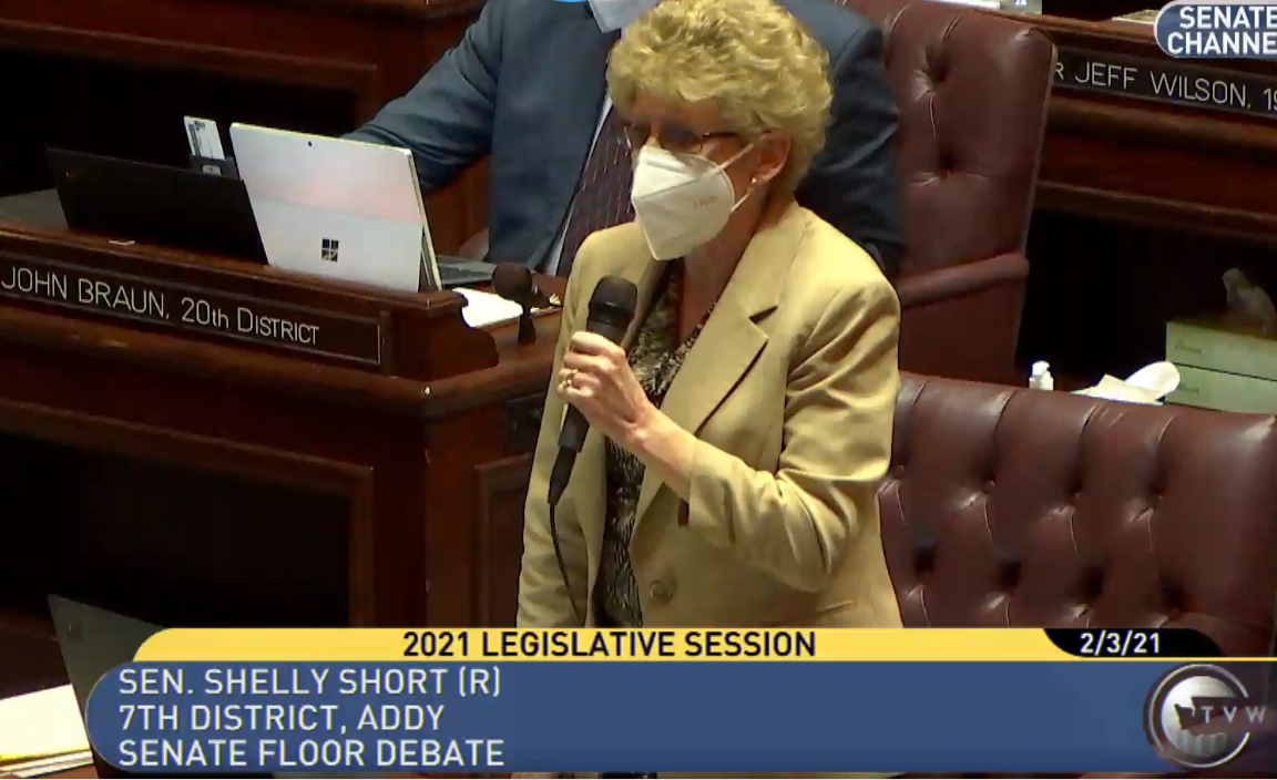 WashingtonSRC's tweet photo. Sen. Short moves to go to the 9th order to bring SB 5114 immediately to the floor for a vote. The bill would move the whole state to Phase 2 of reopening instead of picking winners and losers by region. Democrat majority blocks it -- again -- and adjourns. #waleg #OpenSafeOpenNow https://t.co/bzxWSs7zOK