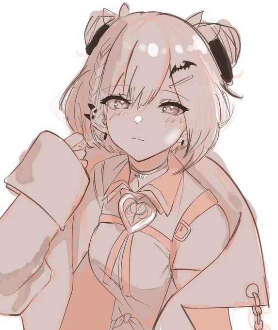 ラフも置いとこ思い立ってラフ描いてからダラダラ5時間くらいで描いたから塗りがシンプルめかつちょい荒いかもおやすみ 