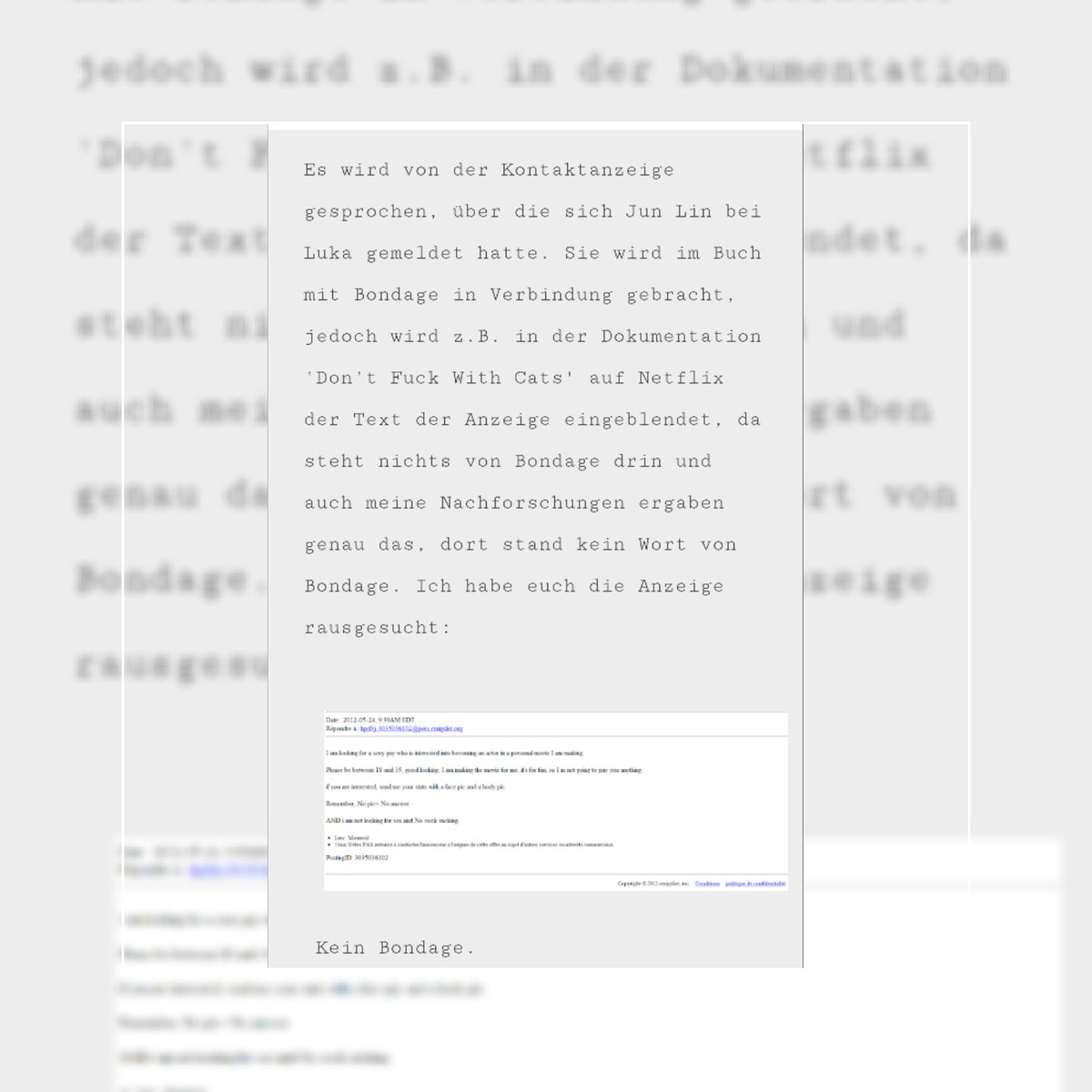 DramasLilSister's tweet photo. Teil 1 meiner Buchanalyse zu 'My Son, The Killer' von Brian Whitney und Anna Yourkin ist online. Fake News, sag ich euch! #lukaroccomagnotta #lukamagnotta #ericclintonkirknewman #mysonthekiller #annayourkin #brianwhitney #analyse #buchanalyse #fakenews #overthinkingalot #blogspot https://t.co/gTRIPgrZLu