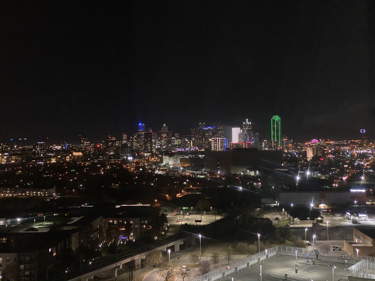 UTSWPalliative's tweet photo. @UCSDPalliative @KUpalliative @OHSUPallCare @WakePallCare We see you and offer our views of Downtown Dallas from @Parkland Hospital. (1) Daytime view, (2) View after a very long day. #hapc #hapcviews https://t.co/z06ZG8xFHL