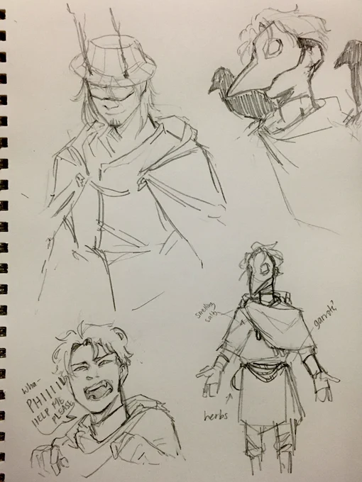 // dear wormwood 
Concept sketches for tommy :D 