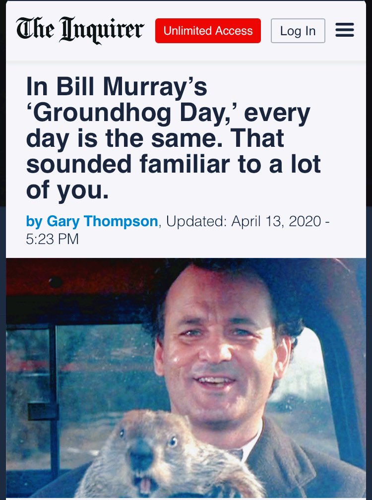 androgynediva's tweet photo. I love this @cheryl95199835 
That’s literally the plot for the iconic US movie Groundhog Day! 🤣🤣😭 https://t.co/bpwkaWFs16