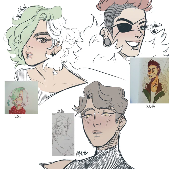 Redraws of high school OCs 