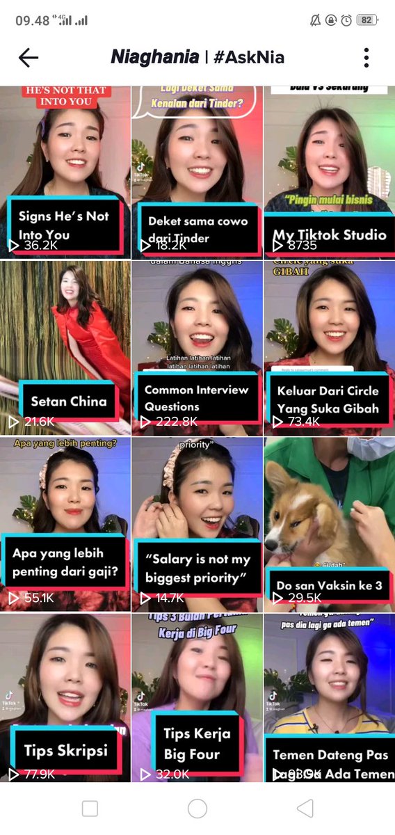 15. Niaghnia (konten self development dan karir)  https://vt.tiktok.com/ZSoeRoaR/&nbsp;I'll start konten PER HRD AND SELF DEVELOPMENT AN disini yahMulai dari dia~Ex big 4Ex oren