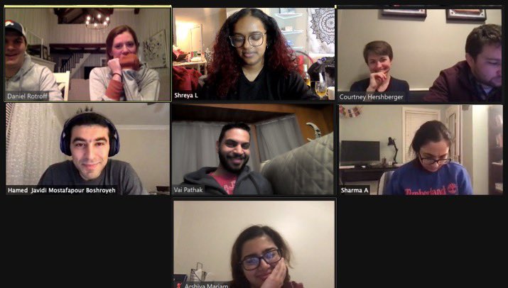 Shreya Louis MD, MS (@shreyalouis) on Twitter photo First imposter syndrome training session in the <a href="/danielrotroff/">Daniel Rotroff</a> lab 😂.
We miss in person lab socials but until then, our virtual game nights are so fun!
#AmongUs #impostersyndrome #AcademicTwitter
<a href="/Vai_DataSci/">Vai Pathak</a> <a href="/mariam_arshiya/">Arshiya Mariam</a> <a href="/CourtneyHershb2/">Courtney Hershberger</a> <a href="/Anukrit97102968/">Anukriti Sharma</a> @HamedJavidi First imposter syndrome training session in the <a href="/danielrotroff/">Daniel Rotroff</a> lab 😂.
We miss in person lab socials but until then, our virtual game nights are so fun!
#AmongUs #impostersyndrome #AcademicTwitter
<a href="/Vai_DataSci/">Vai Pathak</a> <a href="/mariam_arshiya/">Arshiya Mariam</a> <a href="/CourtneyHershb2/">Courtney Hershberger</a> <a href="/Anukrit97102968/">Anukriti Sharma</a> @HamedJavidi