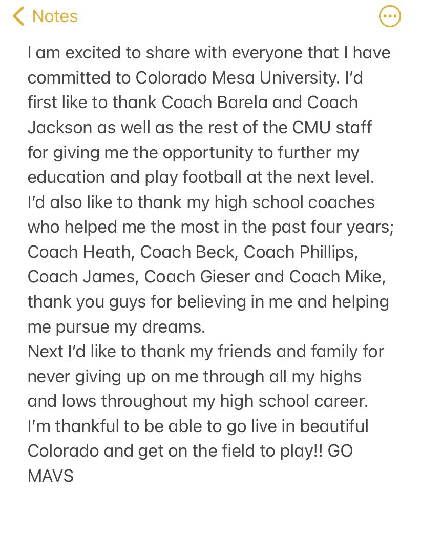 BarrettBevacqua's tweet photo. Honored to announce my commitment to Colorado Mesa University!! Looking forward to the future and GO MAVS! @CoachSpencerP @Coach_Barela @JordanJ_ @CMUMavsFootball @coachjack212 @247Sports @GoPacerFootball https://t.co/qJBdqAn1Og