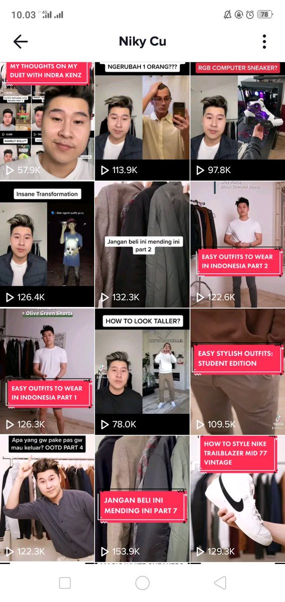 20. Nikcy Cu (konten self improvement and fashion for men)  https://vt.tiktok.com/ZSoejdYg/&nbsp;Dimanapun dan kapanpun, kita harus selalu bisa dress up well karena siapa tau kita ketemu rejeki diluar sana.Lalu gimana caranya? Coba tonton video doi