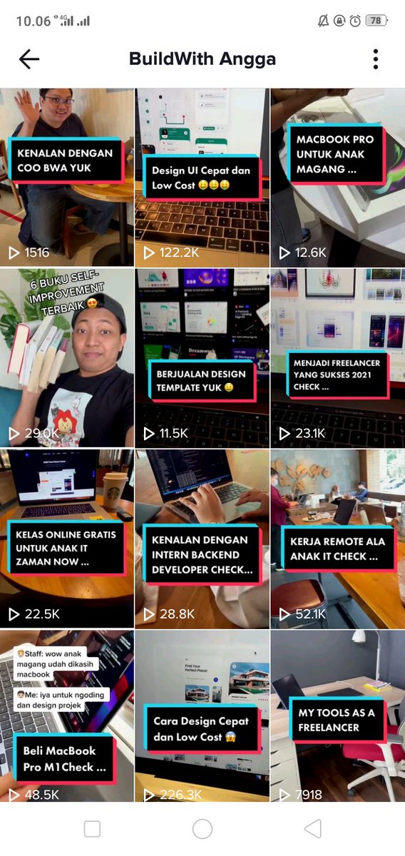 22. Build with Angga (konten percodingan, Developer, dan freelancer) https://vt.tiktok.com/ZSoeL6uD/&nbsp;