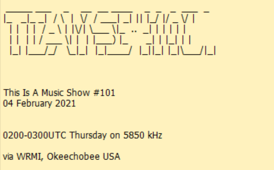 danak6jq's tweet photo. @ThisIsAMusicSho had a special treat in episode #101 this evening 0200z 5850kHz WRMI #FeldHell @airspy_com HF+ Discovery (SDR# dotnet5 RC7), MFJ-1888 1m active loop, near Napa, CA CM88we. #SWL #Music #Vinyl #Data @SWRadiogram  thank you Host! https://t.co/1rpLzuiMzs