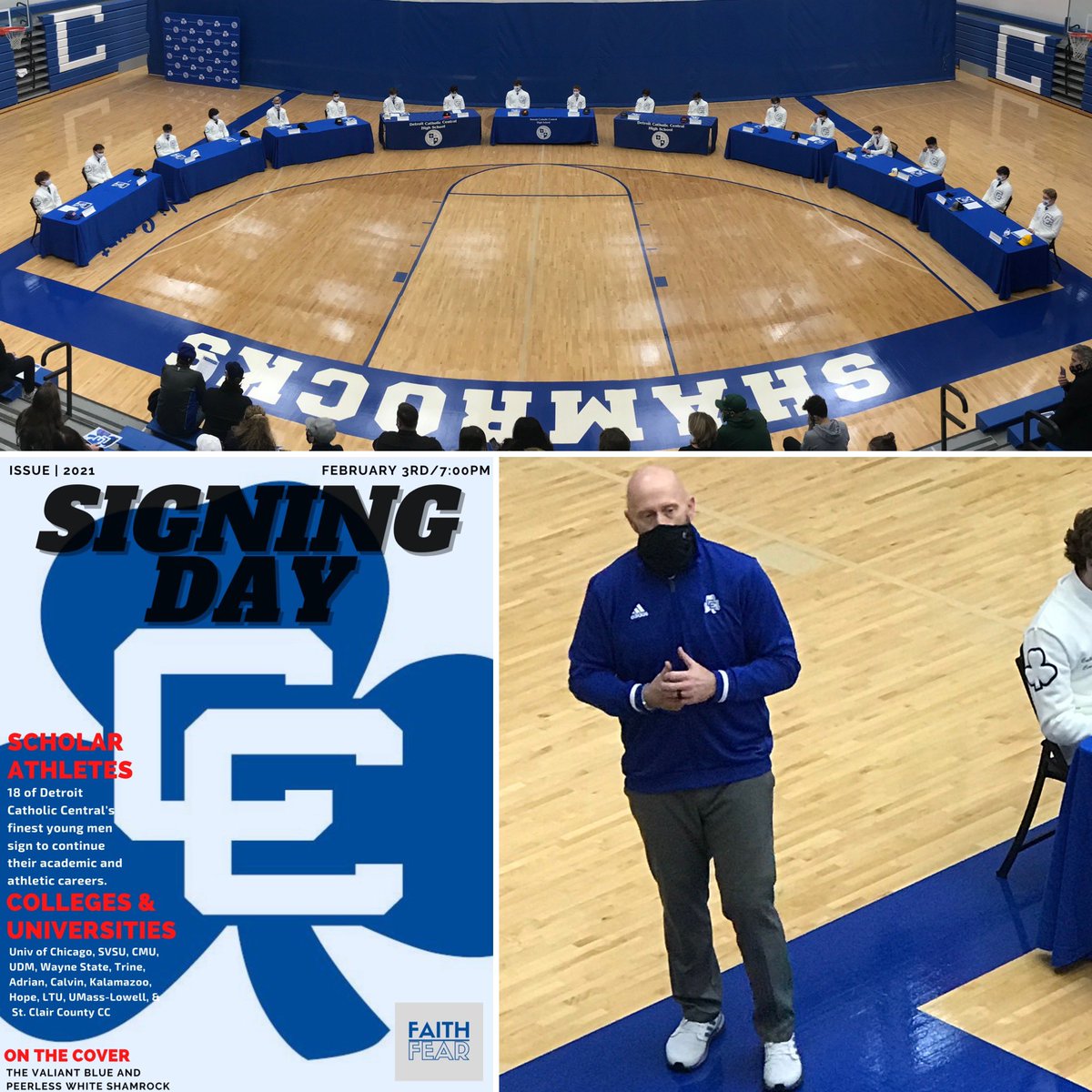 SIGNING DAY 2K21....

18 HAMMERS ✅
FAMILIES✅
COACHES ✅
TEAMMATES ✅
ATHLETIC EVENT IN THE GYM ✅
HONORED &amp; PROUD A.D. ✅ 

Times are good over here at The Home of the Shamrocks.

Wouldn’t trade this valiant blue army for the world.  Congrats on a great night boys!  

#WEareCC