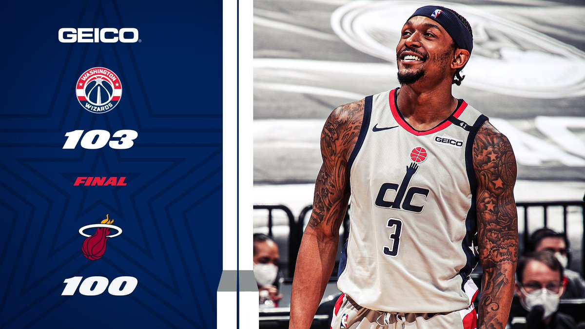 WashWizards's tweet photo. BIG WIN.

Beal 32p-9r-4a
Avdija 13p-4r
Hachimura, Bertans 11p

#WizHeat | @GEICO https://t.co/2XuFA2TeFp
