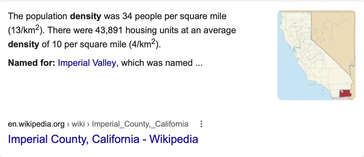 Now, you may be saying, well I assume Imperial is bigger and more dense, because that’s ALWAYS why numbers are worse, right? Nope. Collier is 187 per square mile, Imperial is 34. Collier is more than 5x the density of Imperial County. So that doesn’t work.