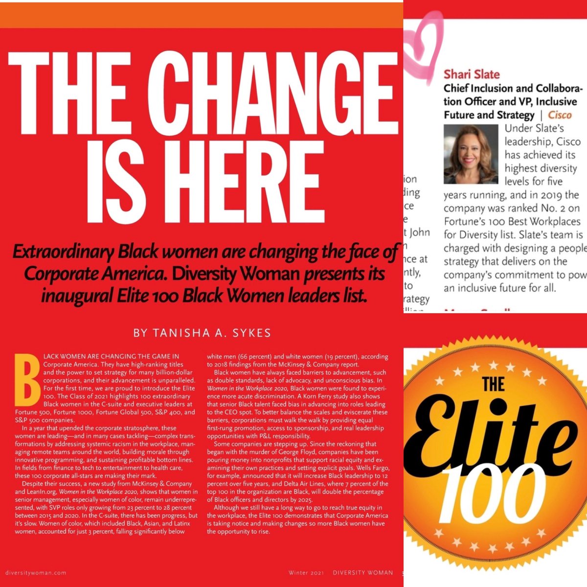 WomenOfCisco's tweet image. Congratulations 🎉🎊 and very well deserved recognition 👏🏽👏🏽 @s_slate90. #WeAreCisco #WomenOfCisco #ExampleIsLeadership #Elite100BlackWomen #InclusionIsHappening #MultiplierEffect