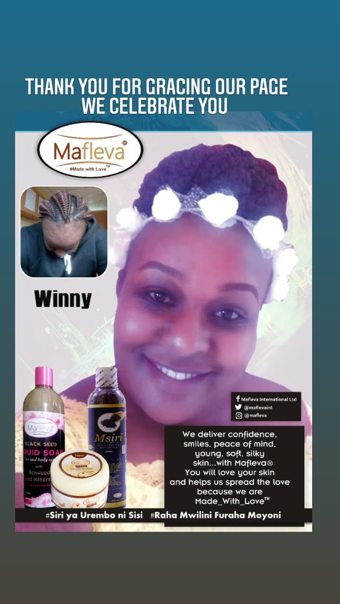 maflevaint's tweet photo. Thank you Winnie Njeru for your continued support today you get to grace our page.... Asante sana for your patience @yussufn
#Mafleva®
#Made_With_Love™
#Msiri®
#Filled_With_Secrets™
#Siri_Ya_Urembo_Ni_Sisi
#Raha_Mwilini_Furaha_Moyoni
#Thank_you_Team_Mafleva
#MainaAndKingangi https://t.co/4atA4ubfoD