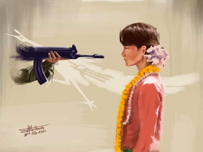 Our leader with the kind of courage no one else possesses ! Free her immediately ❗️ #HearTheVoiceOfMyanmar #RespectOurVotes