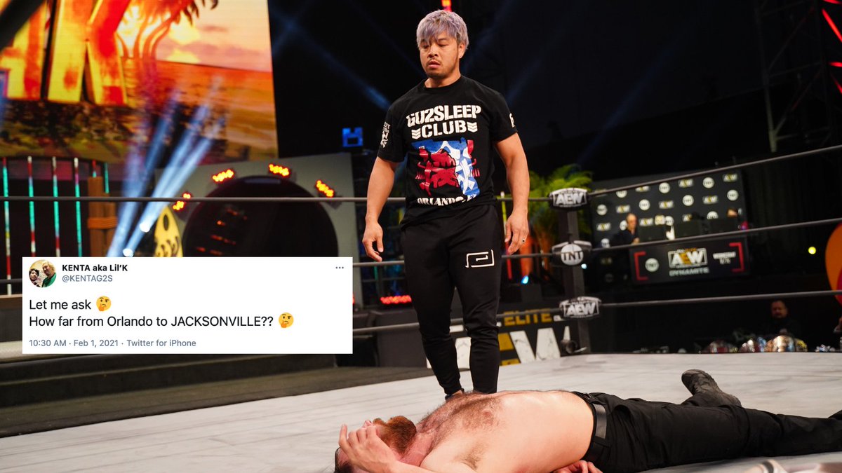 Hidden in plain sight.
<a href="/KENTAG2S/">KENTA aka Lil’K</a> laid out <a href="/JonMoxley/">Jon Moxley</a>.
#AEWDynamite