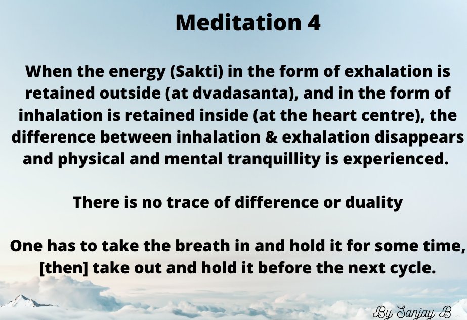 Method 4kumbhitā recitā vāpi pūritā vā yadā bhavet /tadante śāntanāmāsau śaktyā śāntaḥ prakāśate // 27 // #meditate 1/3