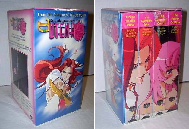 What production materials DID come to us at the time were gatekeeped by local distributors to focus heavily on heteronormative aspects of the show. The VHS box art, for example, plays up Utena and Touga, and features almost no Anthy: