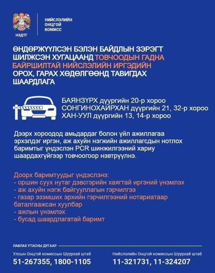Товчооны гадна хороодод ажиллаж, амьдардаг иргэдийн орох гарах хөдөлгөөнд тавигдах шаардлага.
