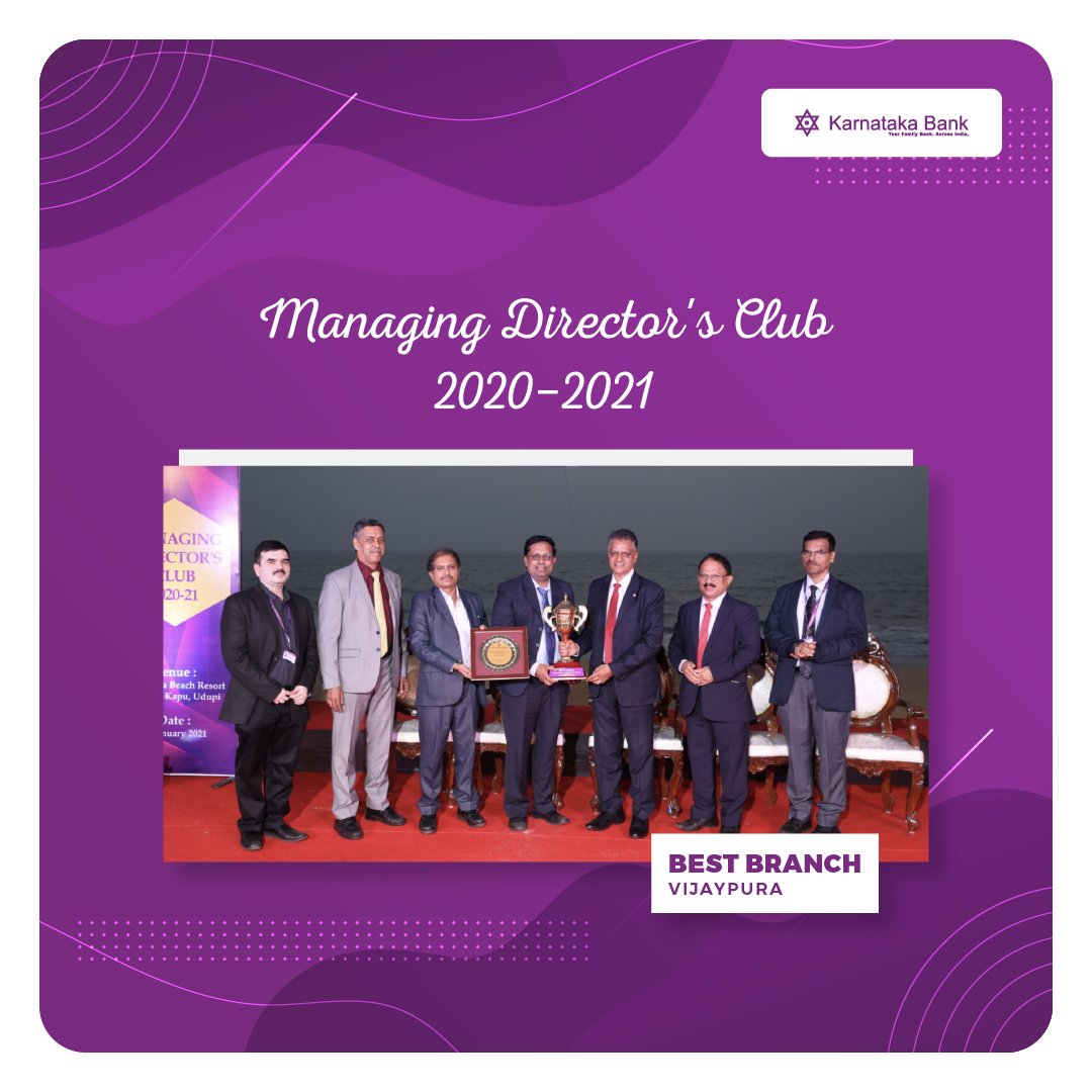 KarnatakaBank's tweet photo. Shri Mahabaleshwara M S, Managing Director & CEO, handed over the Best Branch Award for the year 2019-20 that is the Vijaypura branch, on the occasion of MD Club celebrations 2020-21 held recently.
#karnatakabank #bestbranch #awards #achievement #bank #banking #bankingawards https://t.co/9dTI3DS8uS