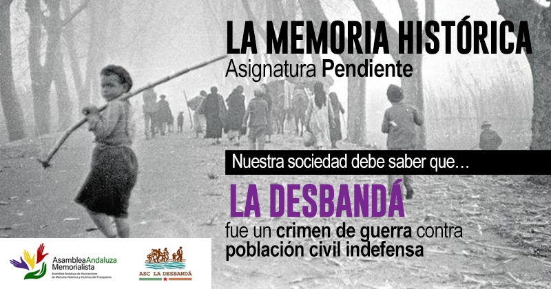 AMemorialista's tweet photo. 👉 #LaDesbandá fue el mayor crimen de guerra cometido contra población civil indefensa. |Facebook|
https://t.co/ora1AqhStK
@LADESBANDA
#DesbandaVirtual2021 #AsambleaAndaluzaMemorialista #LeyContralaImpunidaddelFranquismo https://t.co/YHl7T7M5iz