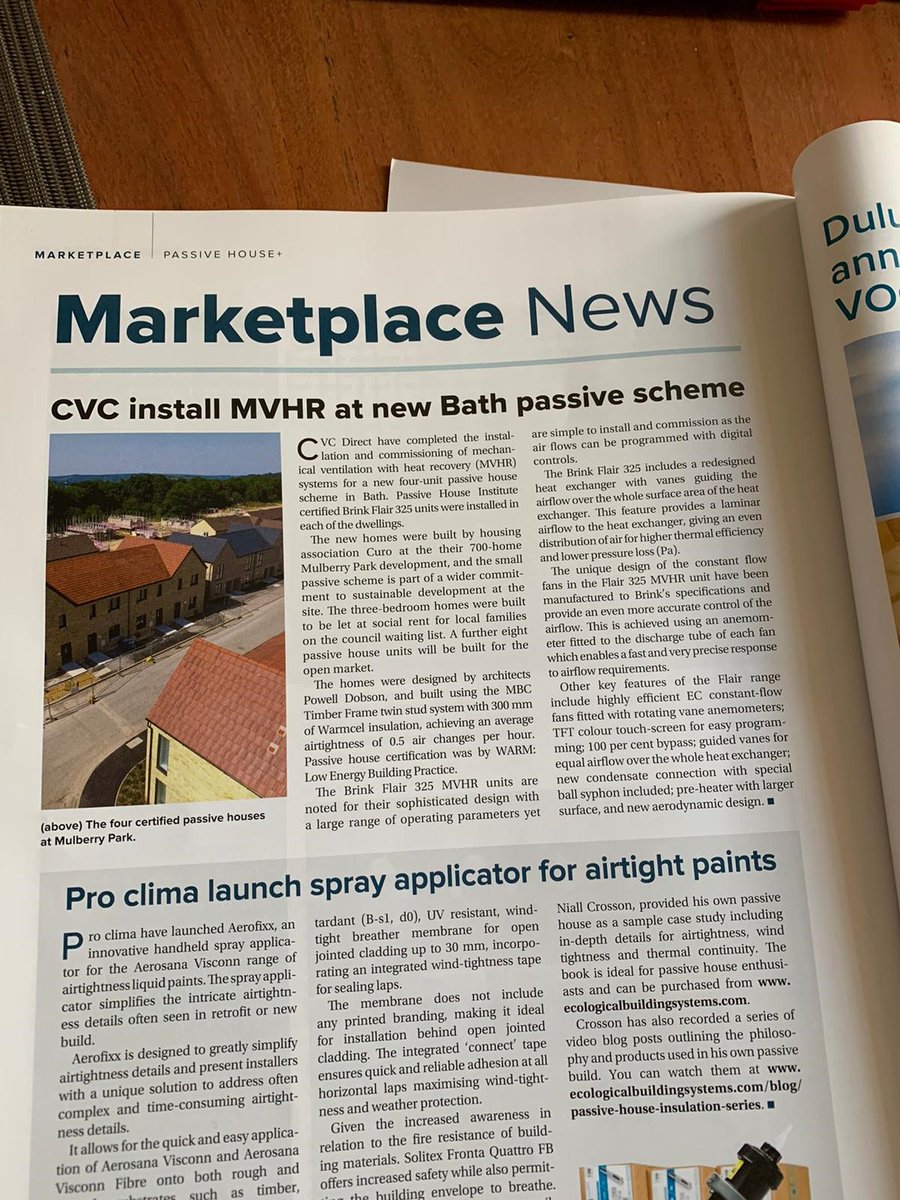 Check out this month's Passive House + magazine where the PassivHaus units at Mulberry Park in Bath feature. <a href="/HenshallOli/">Oli Henshall FCIAT</a>  <a href="/Curo_Group/">Curo</a> <a href="/smale_ann/">Ann-Marie Smale MBE</a> #Passivhaus