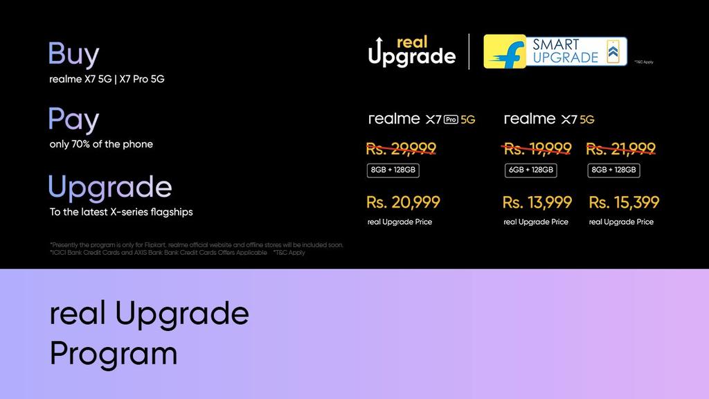 #XperienceTheFuture with @realmemobiles   

#realmeX7Pro 
with #realUpgrade plan priced at Rs. 20,999/-

#realmeX7 
6GB+128GB with #realUpgrade plan priced at Rs. 13,999/-

#realmeX7
 8GB+128GB with #realUpgrade plan is priced at Rs. 15,399/-