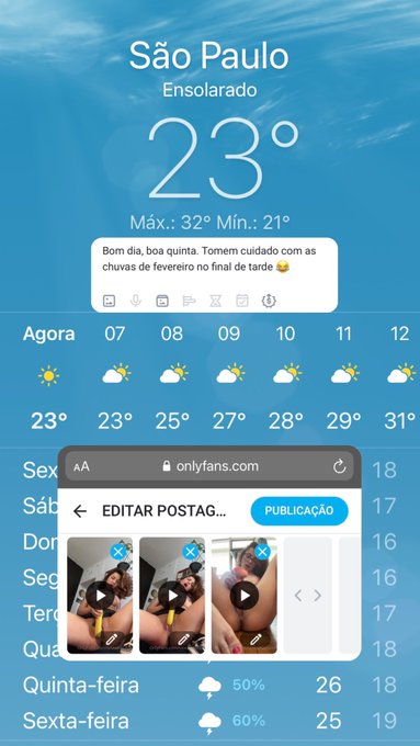 N&atilde;o esquece do guarda-chuva voc&ecirc; sabe no ver&atilde;o, chove todo dia a tarde. Boa quinta 😘 https://t.co/90