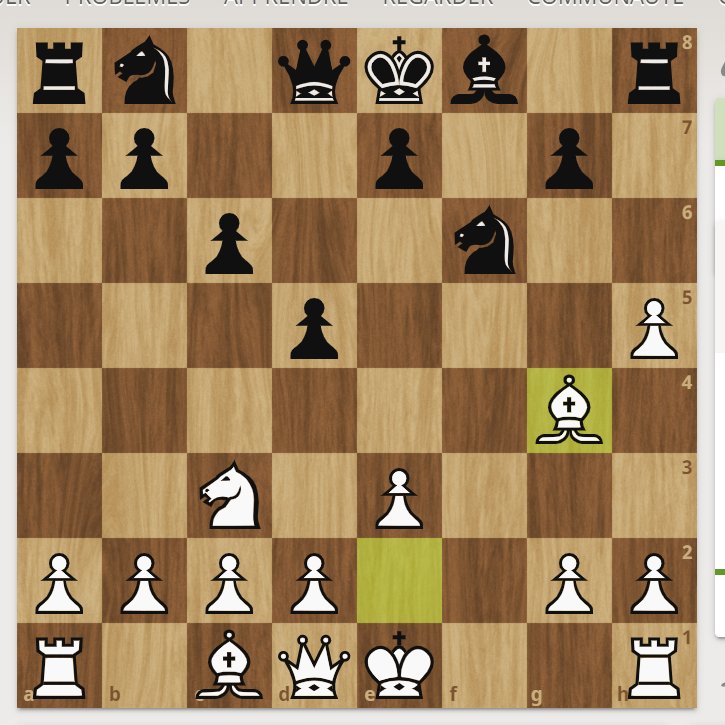 Bonjour <a href="/classebleuecm/">CM1/CM2 - Beaumont</a> 
Pour notre 8ème déplacement #Quotichess, nous mangeons votre pion en G4
8.Fxg4
C'est votre tour