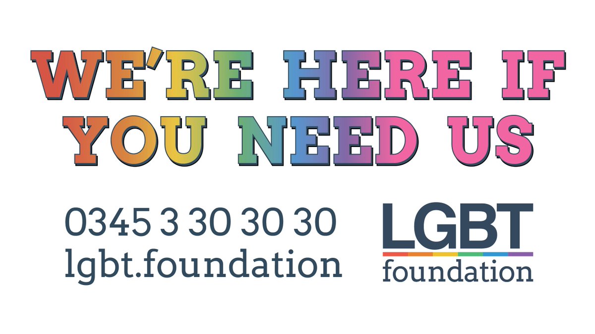 For this year's #TimeToTalk day, we want to remind you that we're here to talk if you need us.

Talking about mental health is vital. If you need someone to talk to, call our helpline and speak to us.

📞 0345 3 30 30 30
💻 lgbt.foundation