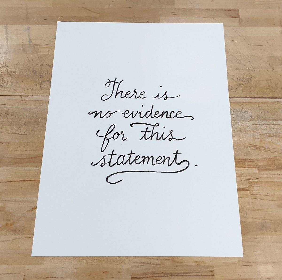 Burned Lines No. 7: 'There is no evidence for this statement.'
#BurnedLines is a series depicting extracts from #climatechange denier tweets and press written to or about me rewritten with ink made from the ashes of the #Australianbushfires using a cockatoo feather 

#art