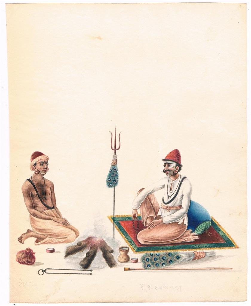 Fakir and acolyte," a watercolor, Patna, 1824and Holy manpainting/illustration by European artistsfirst is may be Nath sampraday second is shaiv sanyasi?