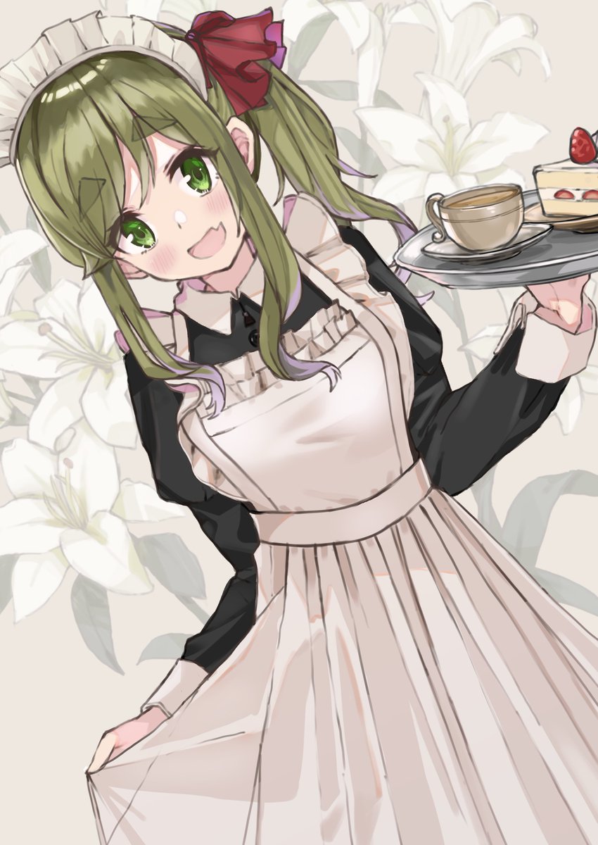 inuyama aoi 1girl skin fang maid maid headdress enmaided solo apron  illustration images