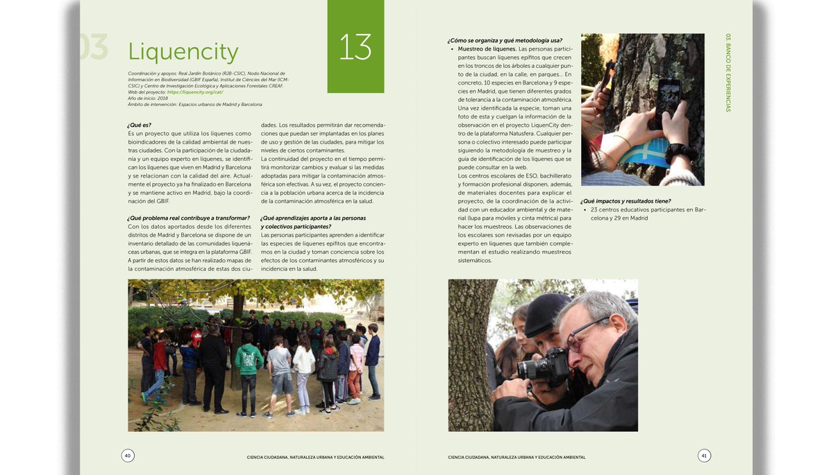 Liquencity <a href="/liquencity/">LiquenCity</a>, un proyecto que estudia los líquenes como bioindicadores de la calidad ambiental de las ciudades, uno de los 15 proyectos de la guía #cienciaciutadana de <a href="/CREAF_ecologia/">CREAF</a>, <a href="/ecodes/">ECODES</a> y Fundesplai fundesplai.org/es/fundacio-ca…
