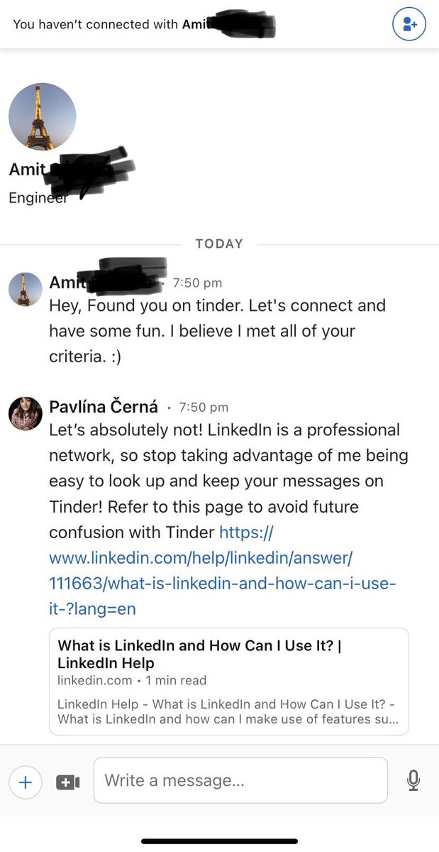 If I could have a few seconds of the world’s attention: This👏🏻is👏🏻not👏🏻okay! Not on LinkedIn or any other platform outside of Tinder!