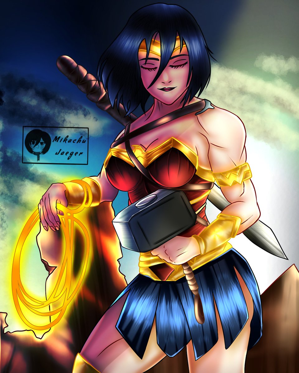 Mikachu_jaeger's tweet photo. Mikasa as Wonderwoman again 
#mikasaackerman #WonderWoman #DCUniverse https://t.co/glAcV8BvWU